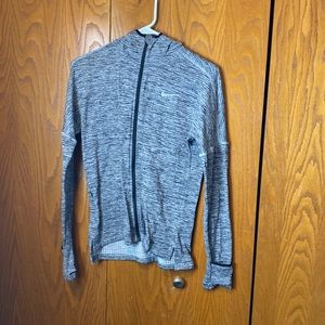 Nike running dry fit zip hoodie small gray